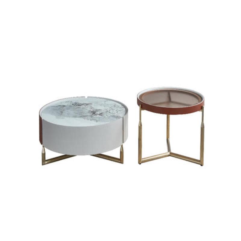 IN-Elysee light luxury saddle leather coffee table