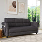 Oliver 3 Seater Fabric Sofa with Side Pocket-Charcoal Brown