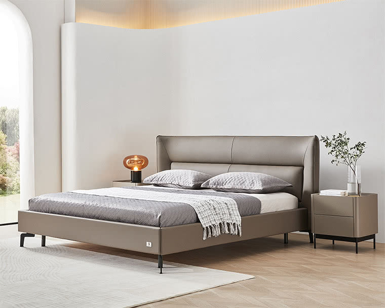 IN-Italian minimalist leather soft bed