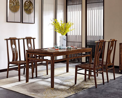 IN-Chinese Style Solid Wood Long Dining Set