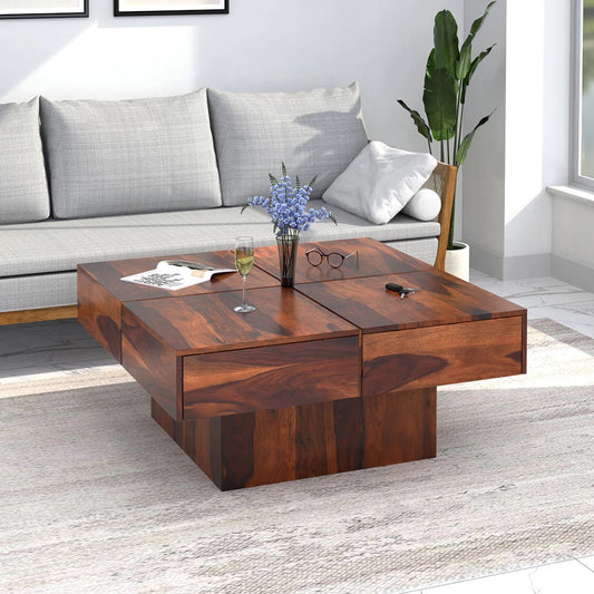 Arcade Solid Wood Coffee Table in Walnut Finish