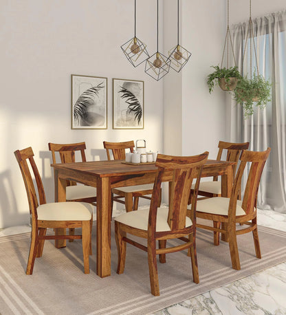 Persia 6 Seater Dining Set-Natural Sheesham