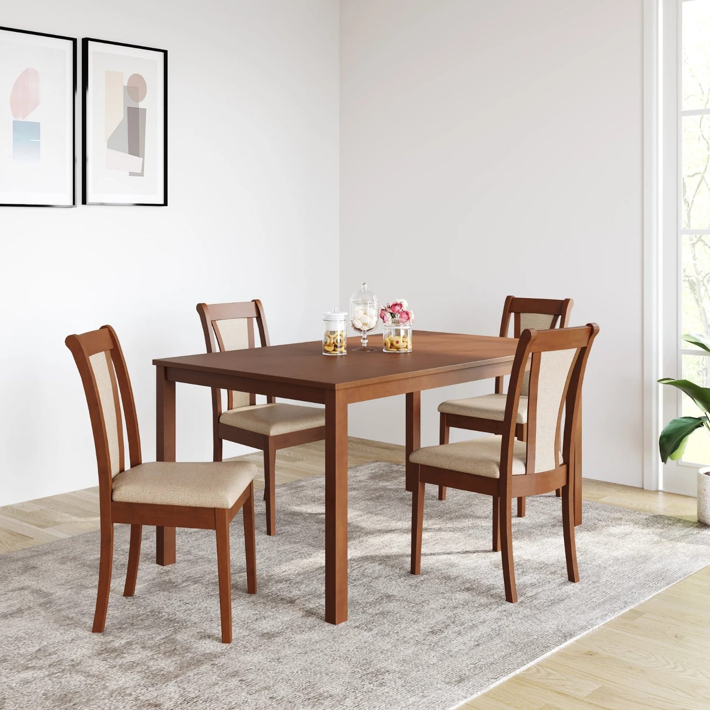 Jewel 4 Seater Dining Set-Walnut