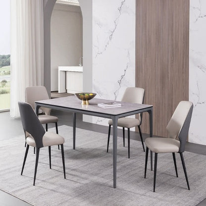 IN-Minimalist slate dining table and chairs Set