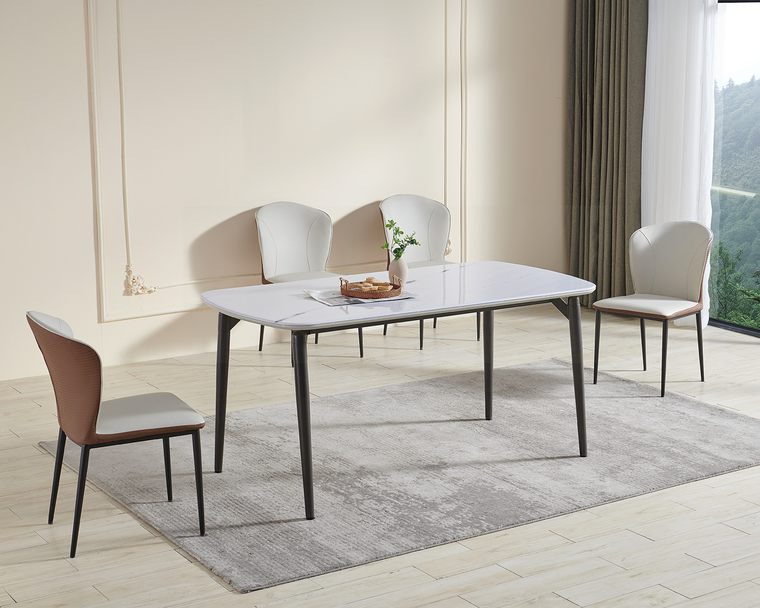 IN-Modern simple panda white dining table and chair Set