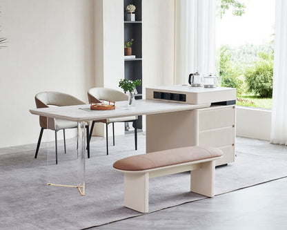 IN-Modern acrylic retractable island with Bench
