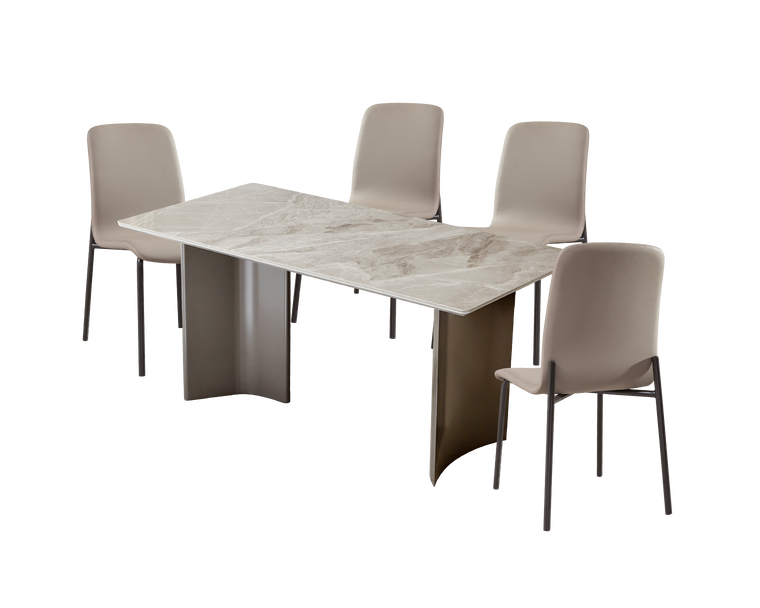 IN-Italian Minimalist Slate Dining Set 4 Seater