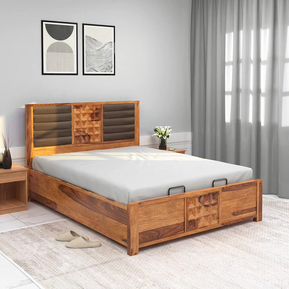 Hulk Queen Bed With Hydraulic Storage-Walnut