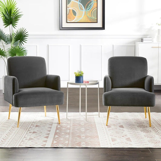 Daniela Armchair with Metal Legs(Set of 2)