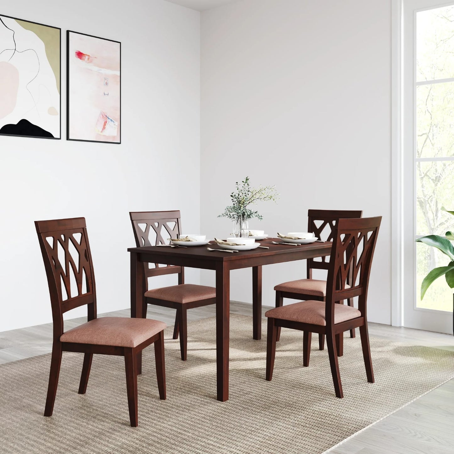 Peak 4 Seater Dining Set-Cappucino