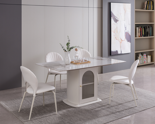 IN-Modern milk coffee storage dining table and chairs