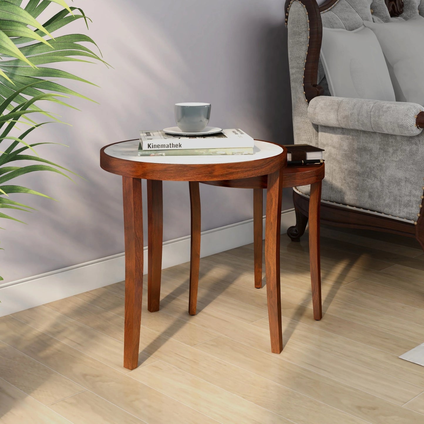 Nolita Marble Top Nesting Table-Sun Walnut