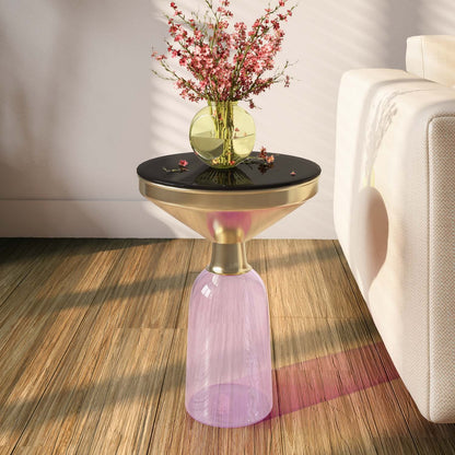 Apollo Glass Side Table-Pink