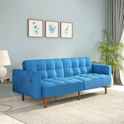 Denzel Futon Sofa Cum Bed-Blue