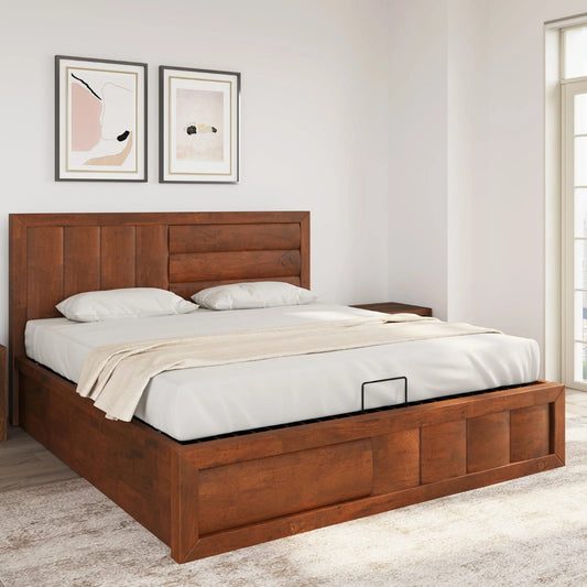 Gladiator Queen Bed With Hydraulic Storage-Brown