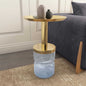 Leda Metal Top & Glass Base Side Table-Violet & Gold