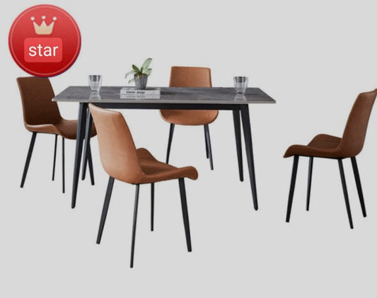 IN-Modern Rock Slab Dining Set (Italian Light Gray)