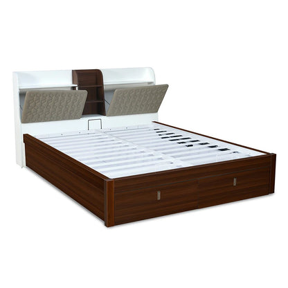 Alps Premier Bed with Full Hydraulic Storage King-Walnut