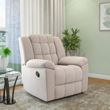 Vivo 1 Seater Fabric Manual Rocker & Swivel Recliner-Beige