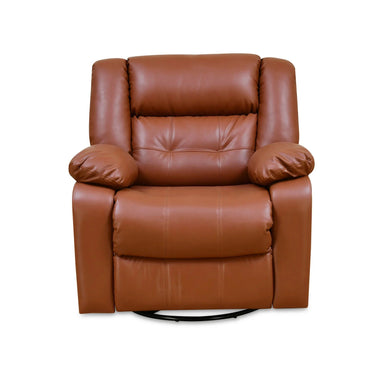 Ellis 1 Seater Leatherette Manual Rocker & Swivel Recliner-Tan Brown