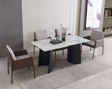 IN-Modern black tea table dining table and chair set