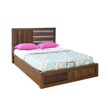 Gladiator Queen Bed With Hydraulic Storage-Brown