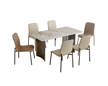 IN-Italian Minimalist Slate Dining Set 6 Seater