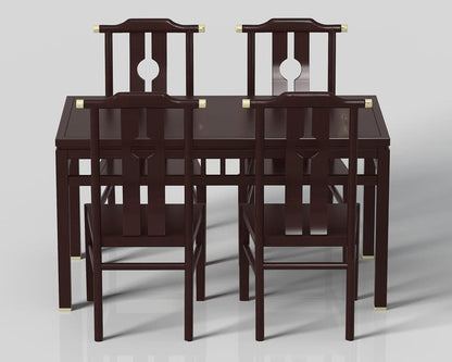 IN-Chinese Style Solid Wood Long Dining Set