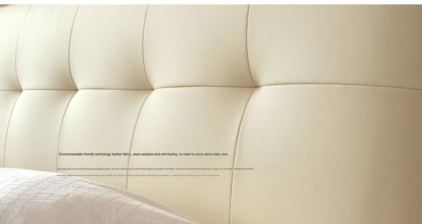 IN-Cream style technical leather soft bed