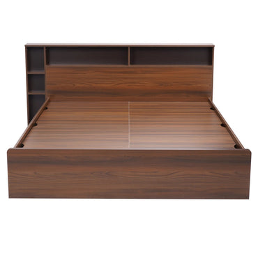 Torrie King Bed with Headboard and Box Storage-Classic Walnut