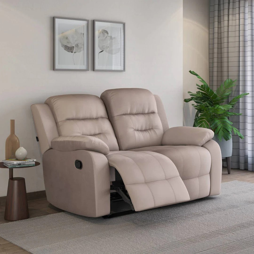 Rosia 2 Seater Manual Recliner-Light Brown