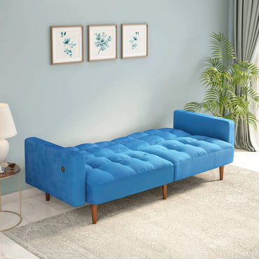 Denzel Futon Sofa Cum Bed-Blue