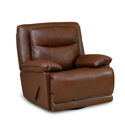 Hayes 1 Seater Leather Manual Recliner with Swivel-Brown