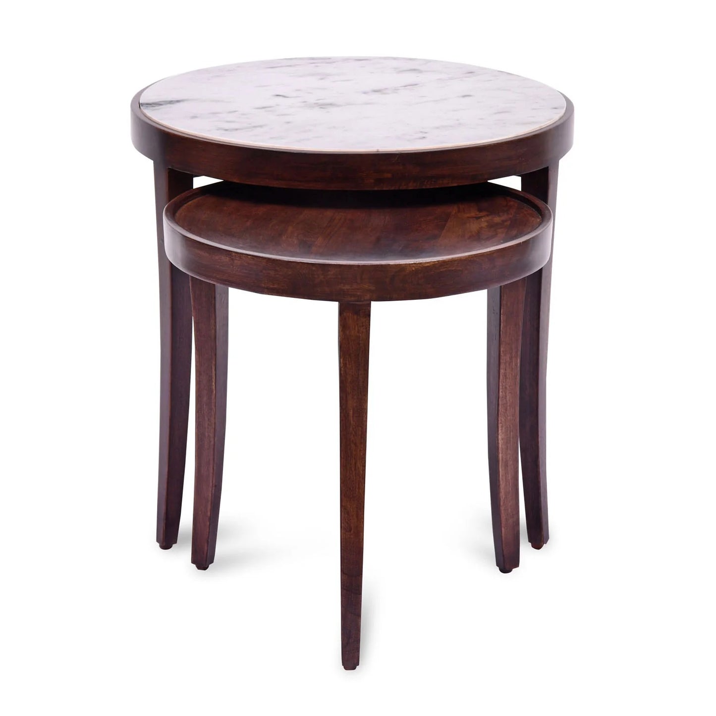 Nolita Marble Top Nesting Table-Sun Walnut