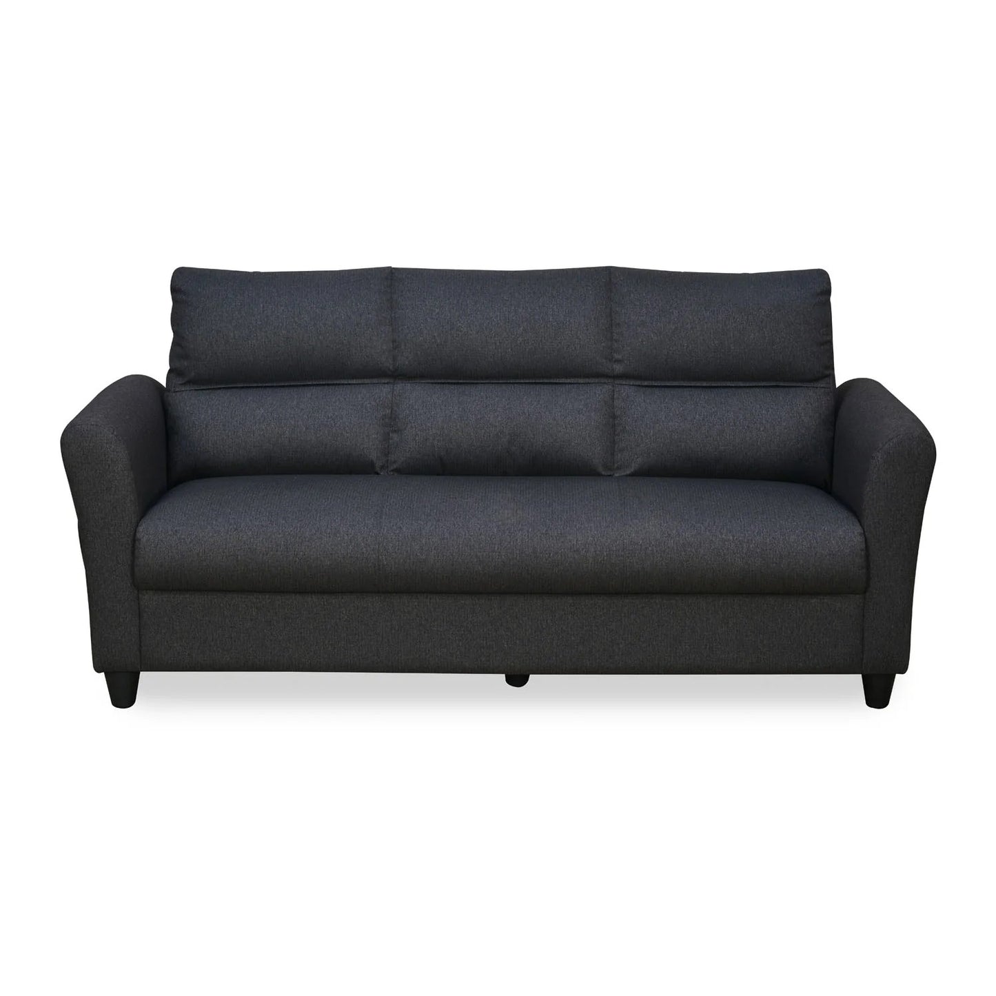 Oliver 3 Seater Fabric Sofa with Side Pocket-Charcoal Brown