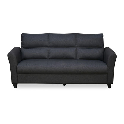 Oliver 3 Seater Fabric Sofa with Side Pocket-Charcoal Brown