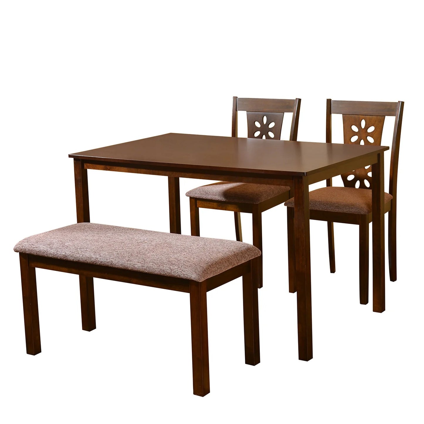 Sutlej 4-Seater Bench Dining Set-Antique Cherry