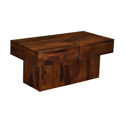 Gravel Solid Wood Coffee Table in Walnut Finish