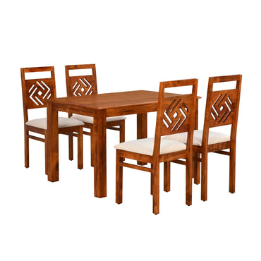 Cera 4 Seater Solid Wood Dining Set-Honey Brown