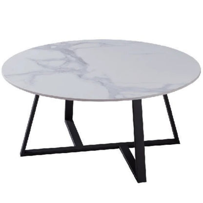 IN-Minimalist glossy slate round coffee table