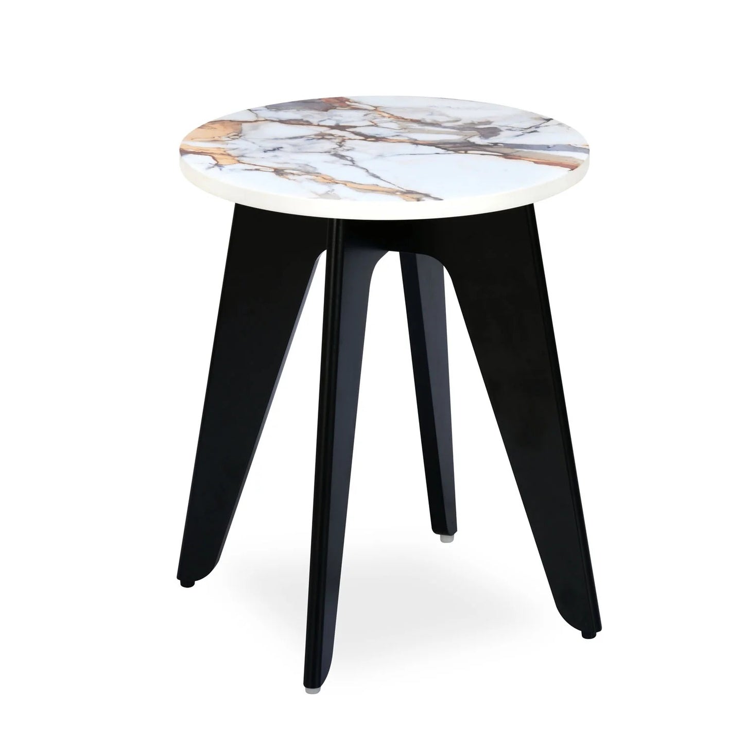 Christa Engineered Wood Side Table with Marble -White