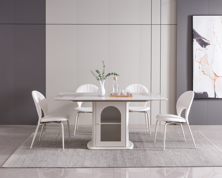 IN-Modern milk coffee storage dining table and chairs