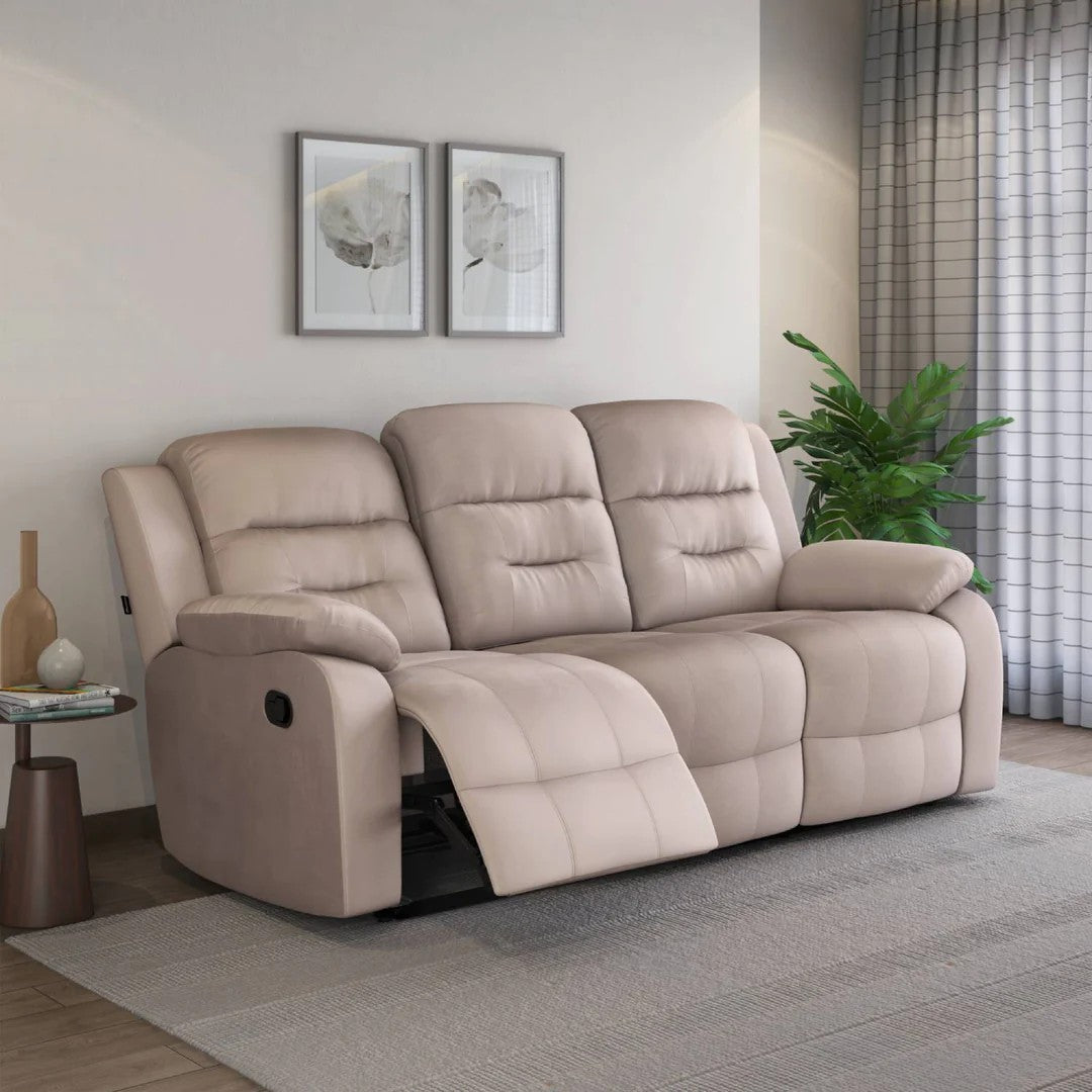 Rosia 3 Seater Manual Recliner-Light Brown