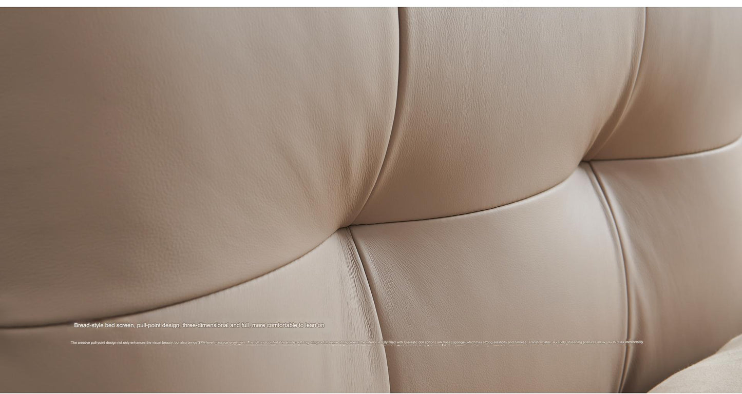 IN-Modern leather soft bed off white