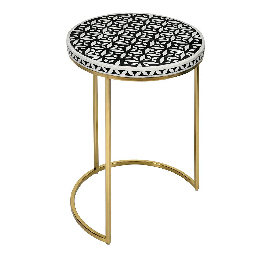 Ingrid Engineered Wood and Resin Top Nest Tables Set of 2-Gold