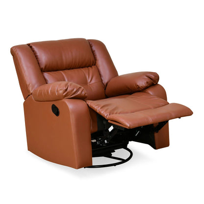 Ellis 1 Seater Leatherette Manual Rocker & Swivel Recliner-Tan Brown