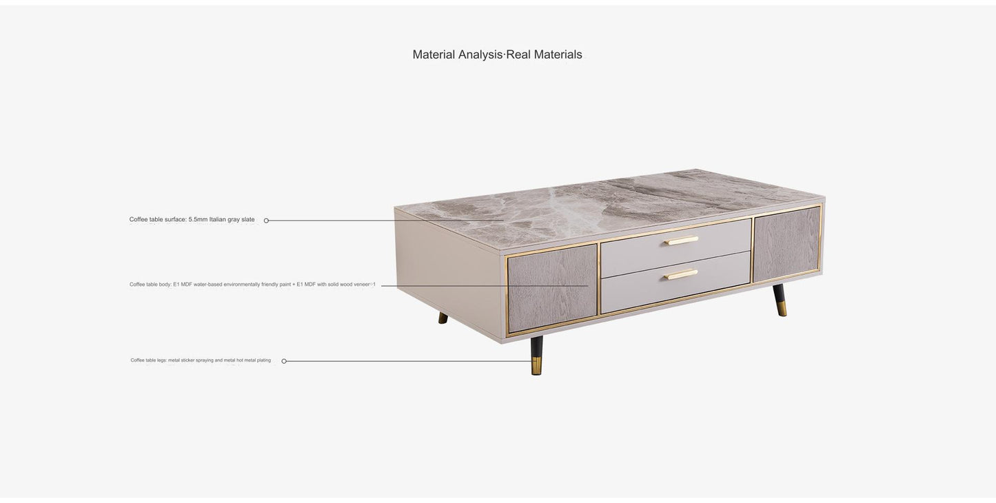 IN-Italian light luxury slate coffee table