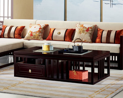 IN-Yanyu Lanting New Chinese Style Solid Wood Long Coffee Table