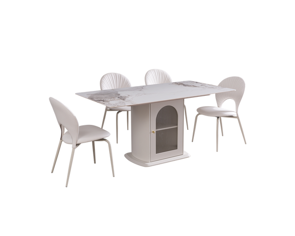 IN-Modern milk coffee storage dining table and chairs