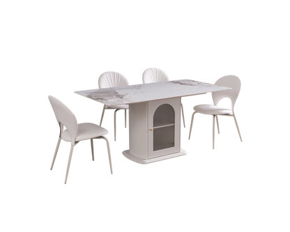 IN-Modern milk coffee storage dining table and chairs